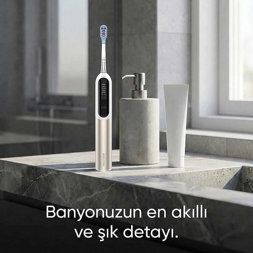 Neutron NTL-TB-12PG Dijital Ekranlı, Şarjlı Sonik Diş Fırçası Gold, 60°C hareketli Başlık - 2